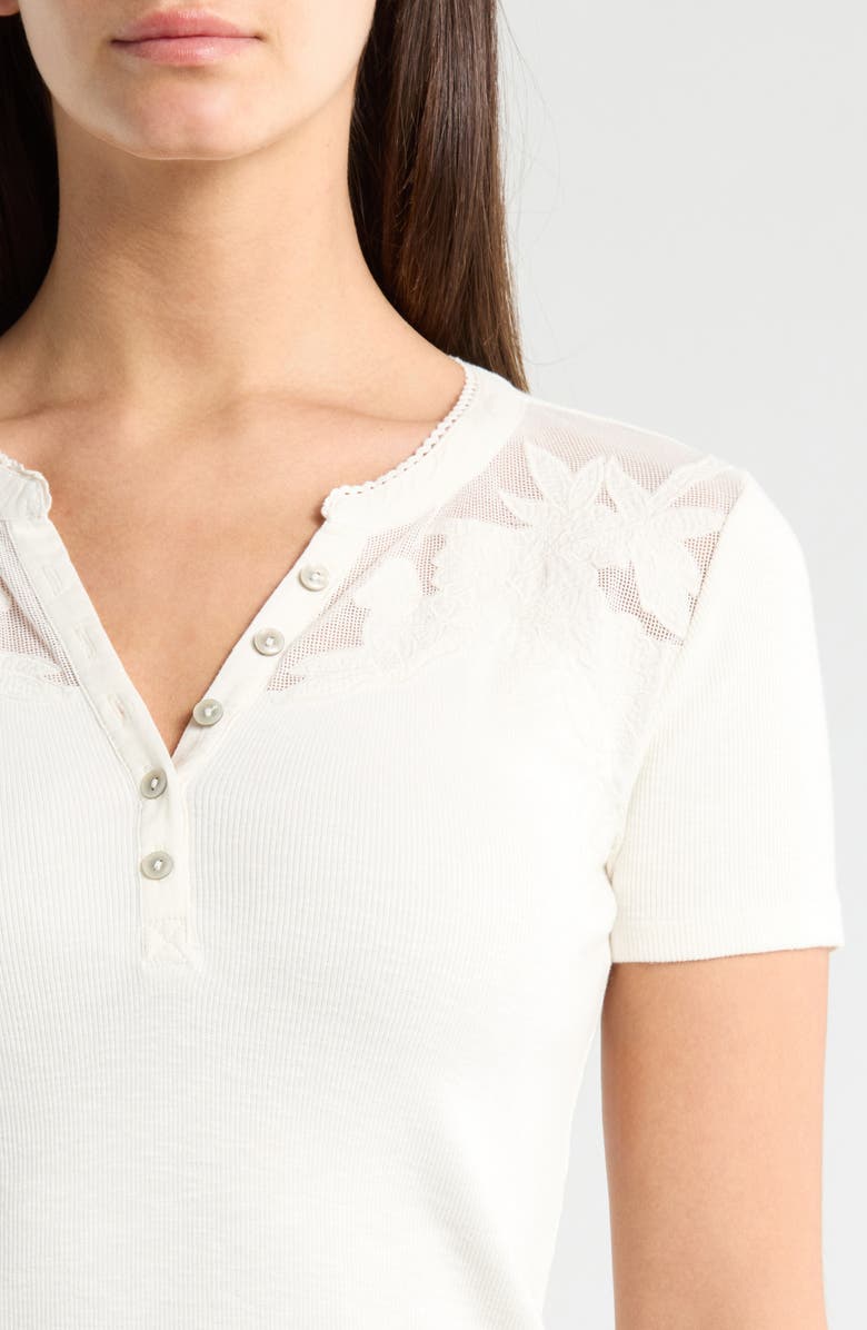 Lucky Brand Cutwork Henley Top, Alternate, color, Whisper White