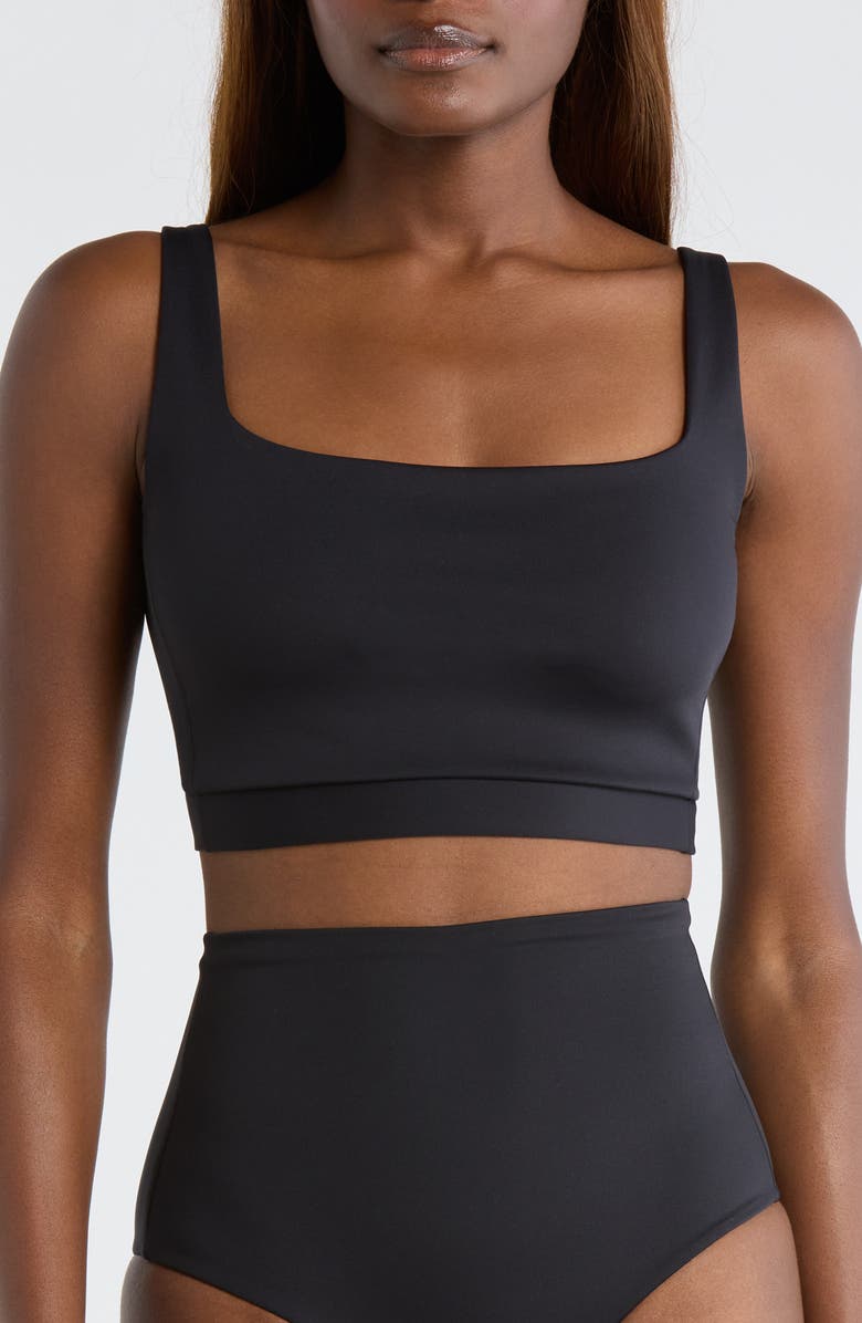 LEFT ON FRIDAY Plunge Bikini Top, Main, color, Jet