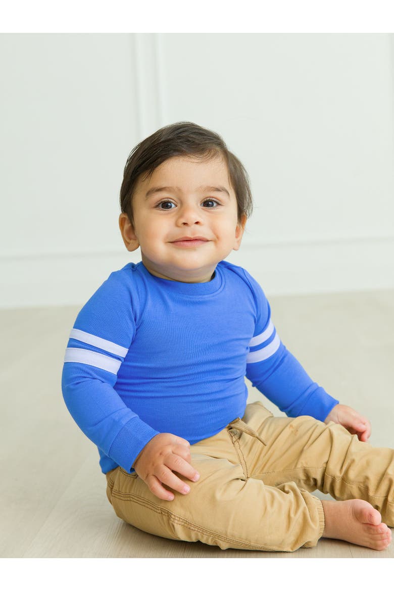 Baby Boys Racing Stripe Long Sleeve Bodysuit, Alternate, color, Sonic Blue