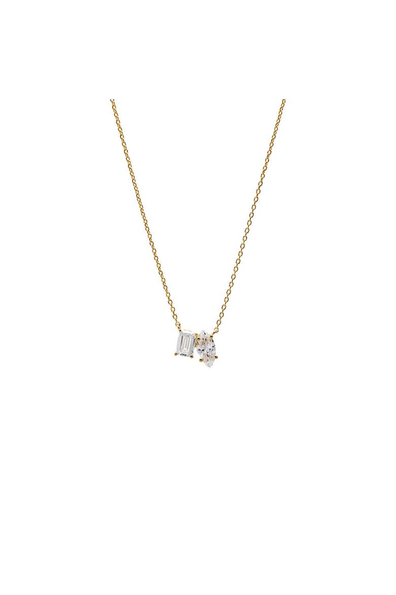 Lab Grown Diamond Marquise X Emerald Necklace, Main, color, Gold