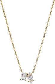 BY ADINA EDEN Lab Grown Diamond Marquise X Emerald Necklace