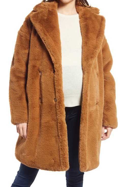 Annabette Faux Fur Maternity Coat