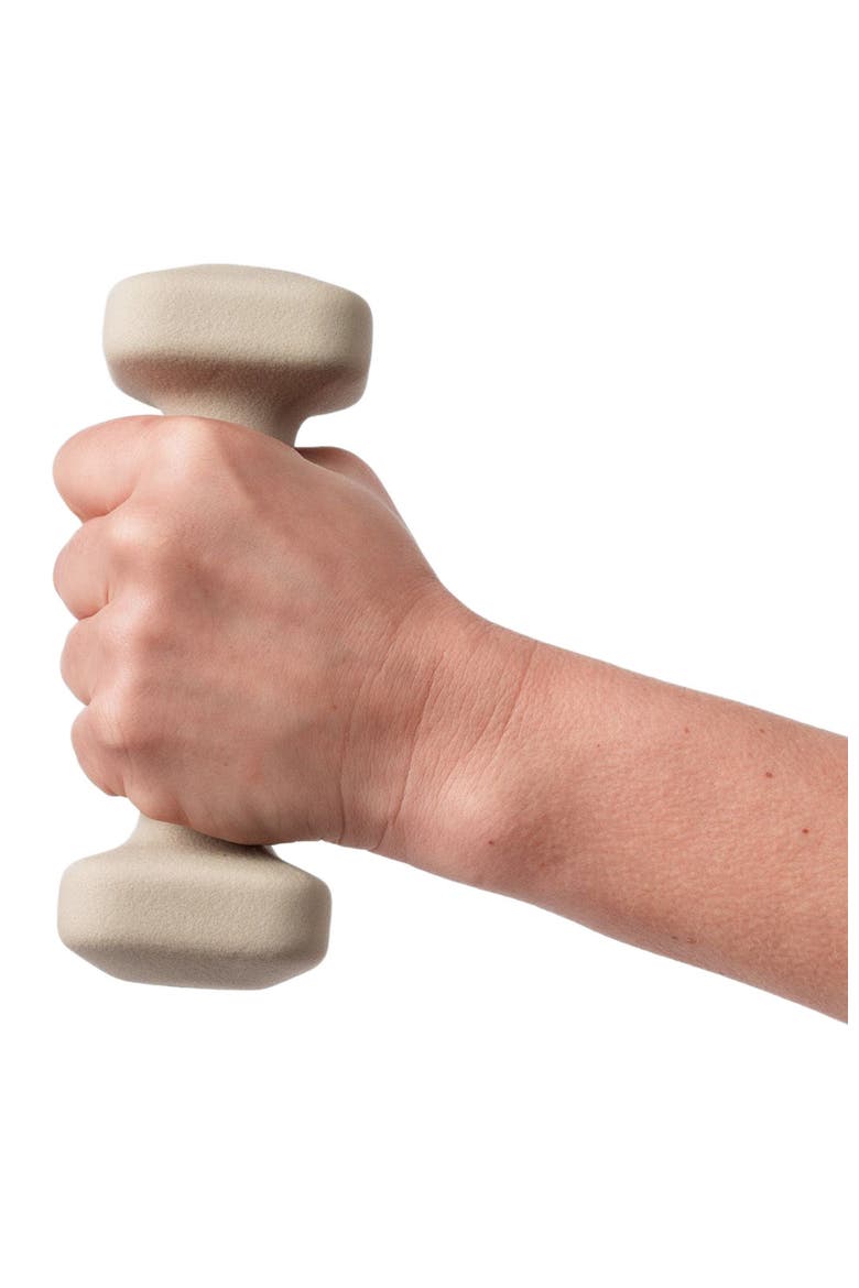 SafeGrip Dumbbells Lower Set with Dark Rack - 2, 3, 5, 8lbs, Alternate, color, Sandstone