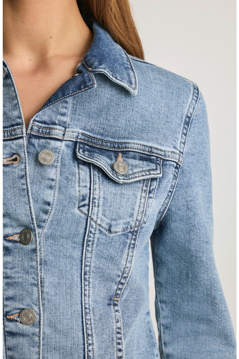 Samantha Crop Denim Trucker Jacket, Alternate, color, LIGHT BRUSHED FLEX BLUE