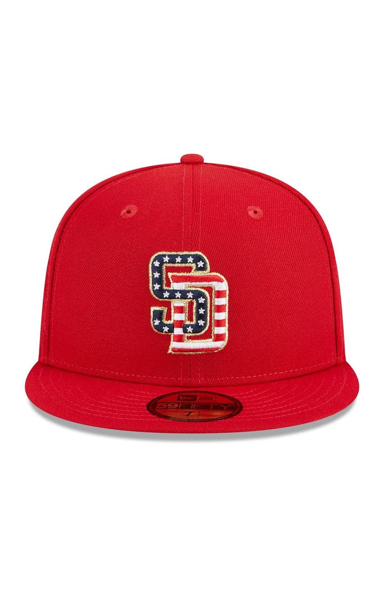 New Era Men's New Era Red San Diego Padres 2023 Fourth of July 59FIFTY Fitted Hat, Alternate, color, Red
