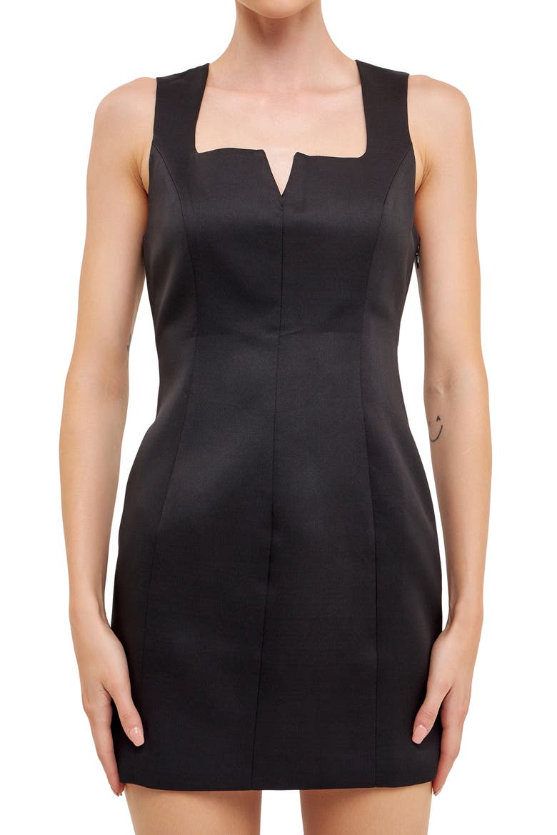 Structured Open Back Minidress, Alternate, color, BLACK