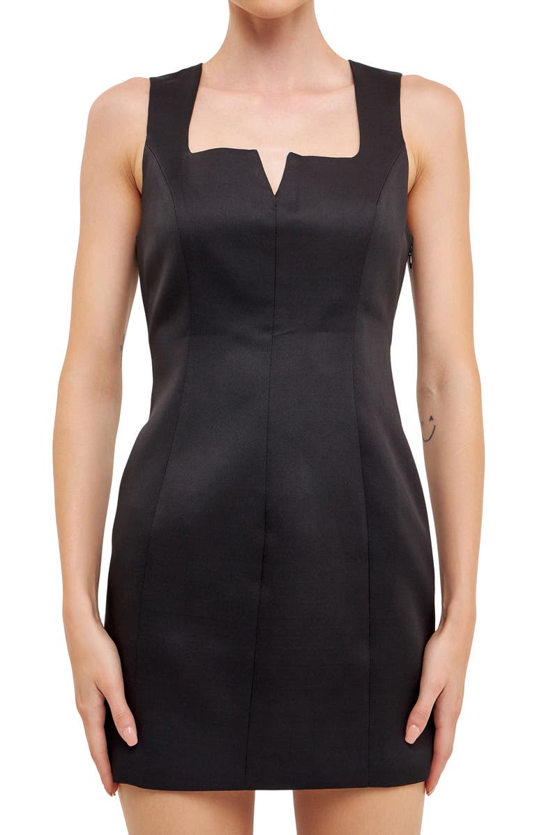 Endless Rose Structured Open Back Minidress, Alternate, color, Black