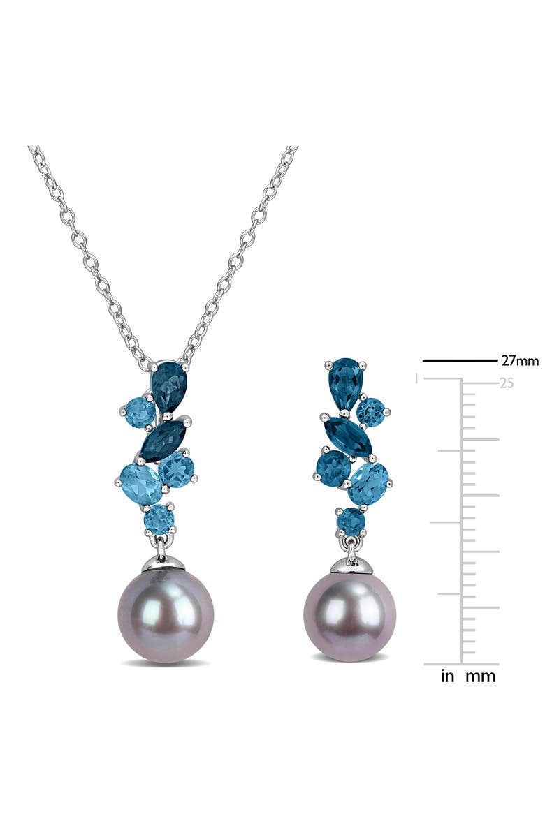 DELMAR 8-8.5mm Cultured Freshwater Pearl & Gemstone Cluster Earrings & Necklace Set, Alternate, color,