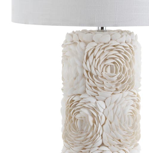 JONATHAN Y JONATHAN Y ROSETTE 28.5" SEASHELL/RESIN/CRYSTAL LED TABLE LAMP, CREAM