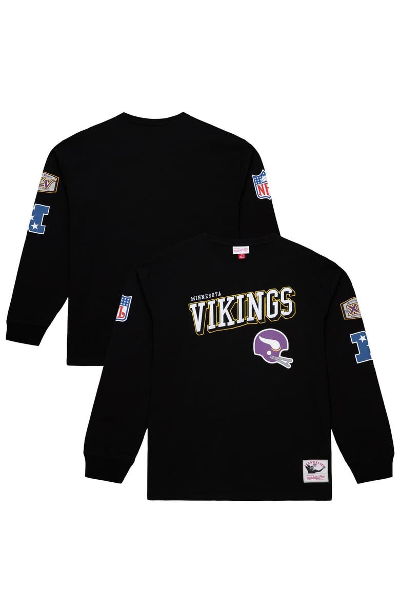 Mitchell & Ness Men's Mitchell & Ness Black Minnesota Vikings Training Camp Vintage Logos Long Sleeve T-Shirt, Alternate, color, Black
