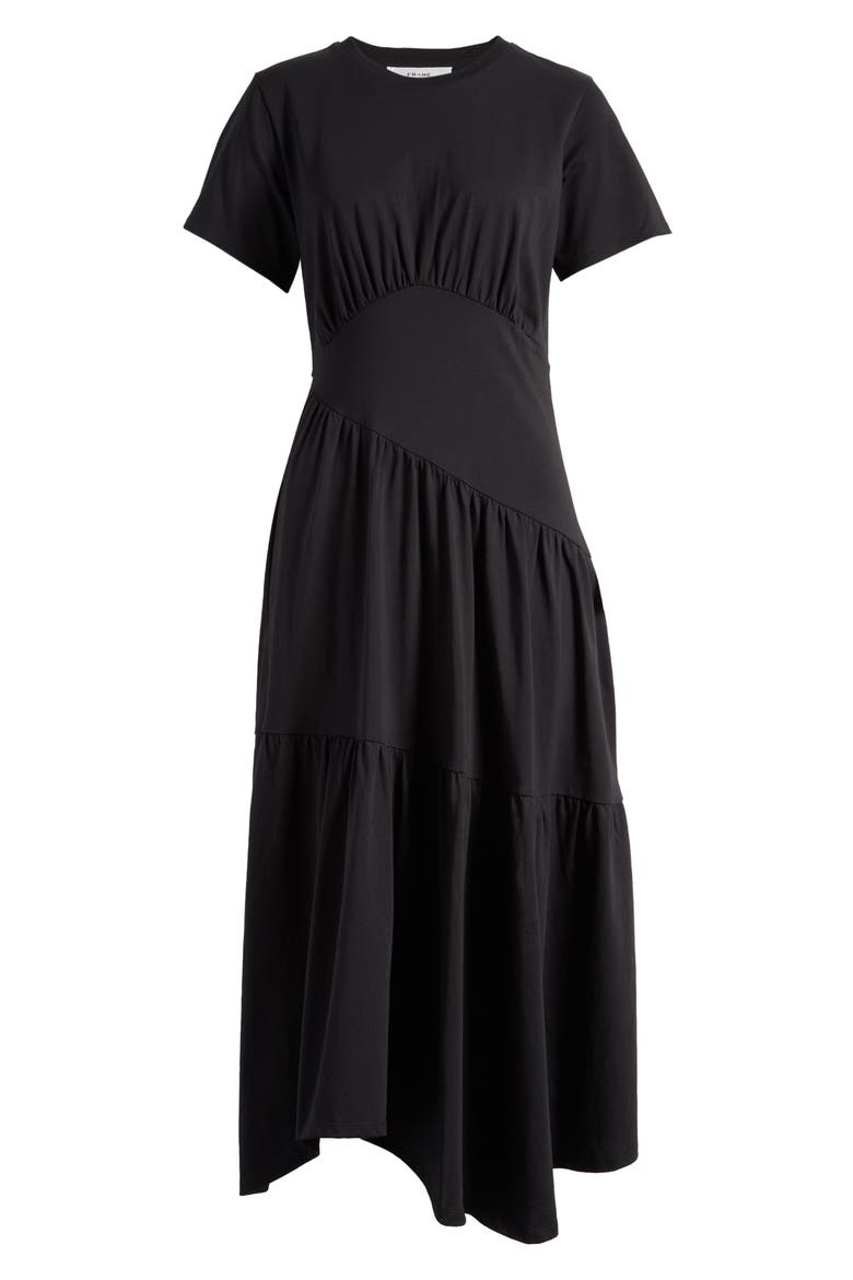 Asymmetric Tiered Ruffle Knit Dress, Alternate, color, BLACK