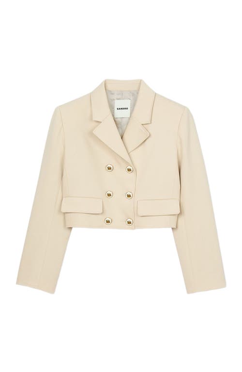 Sandro Cropped Buttoned Jacket In Sand