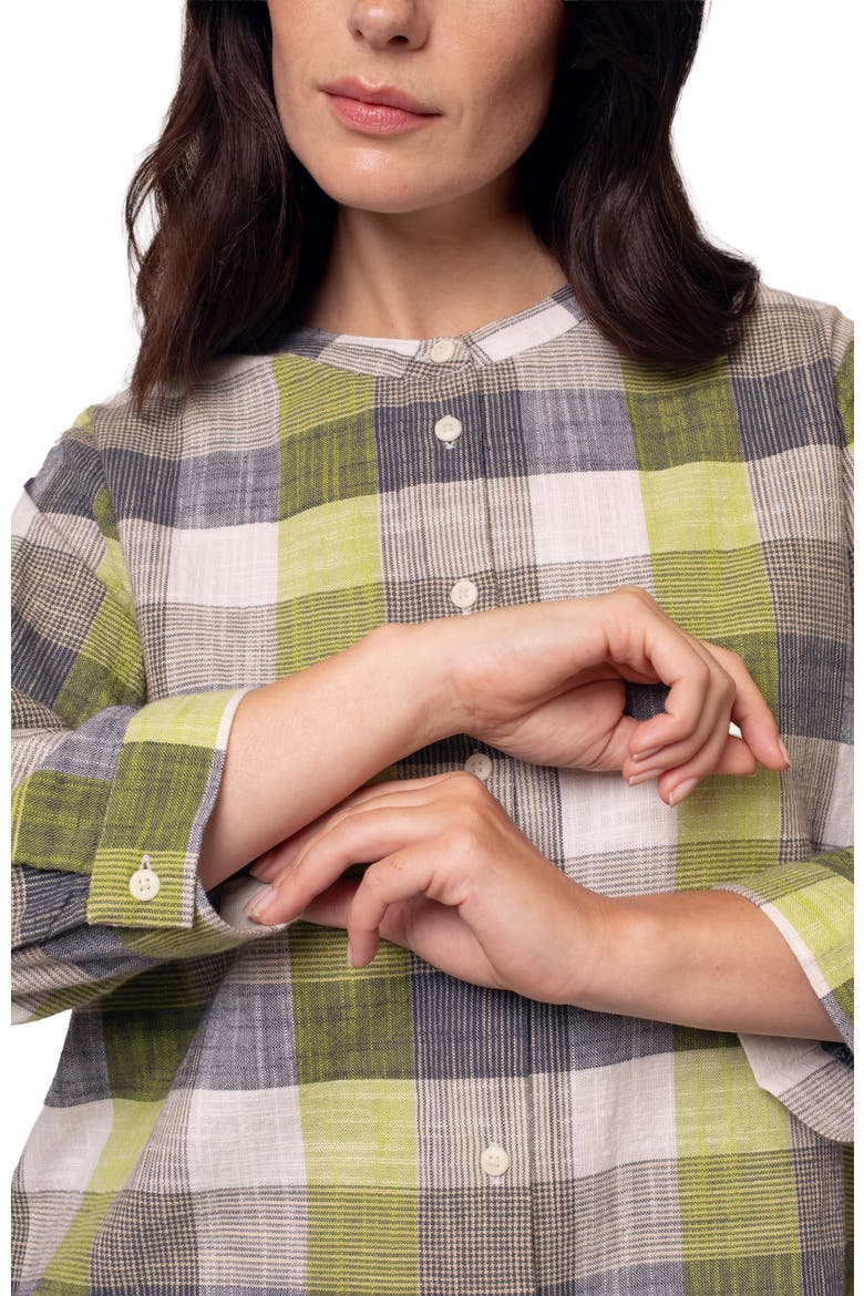 Collarless Swing Blouse, Alternate, color, Slate / Green Check