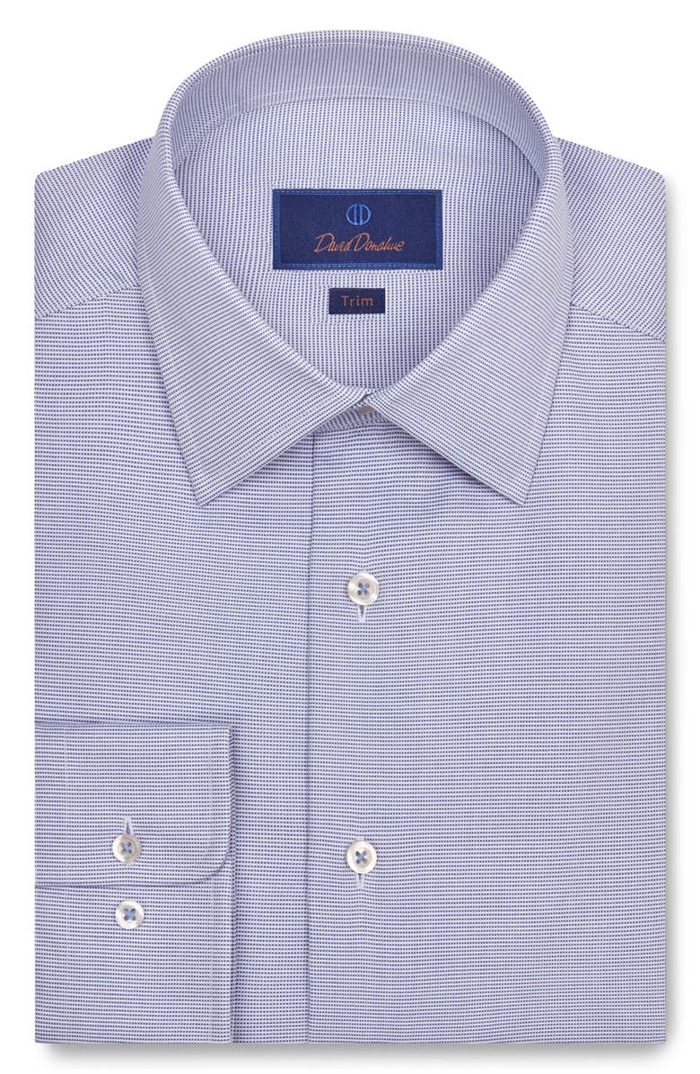 David Donahue Trim Fit Microdobby Dress Shirt, Main, color, 