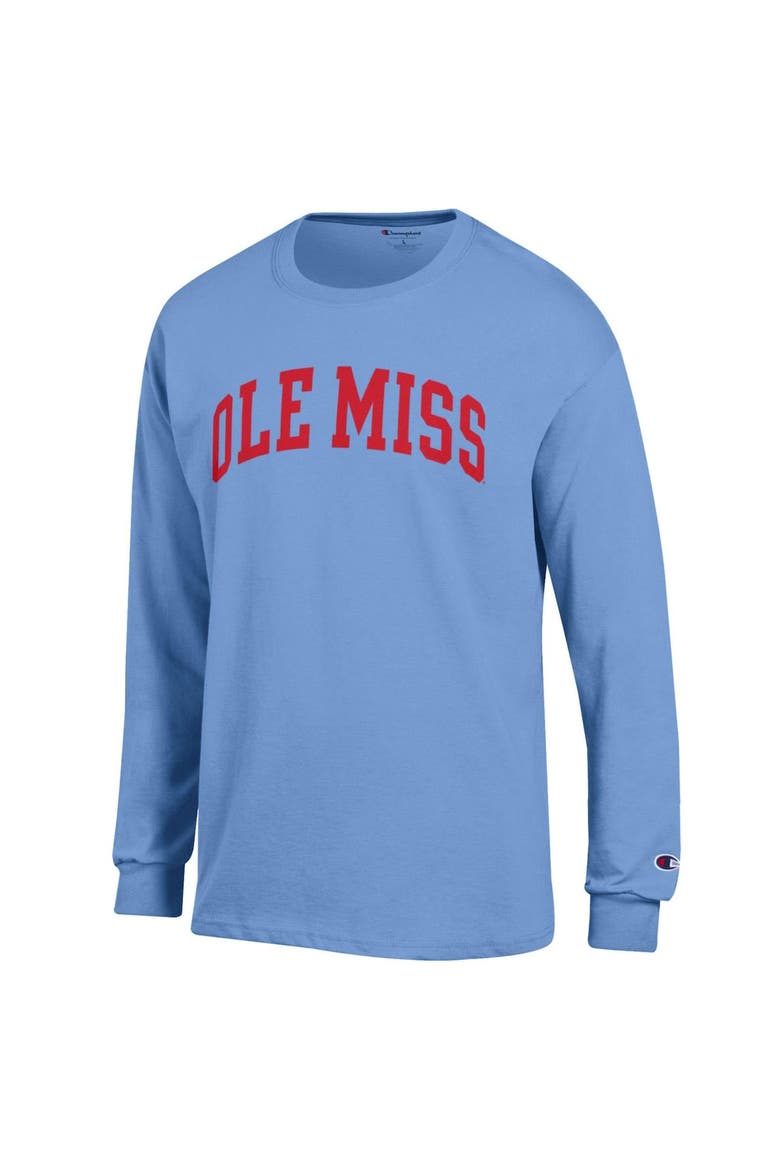 Men's Champion  Light Blue Ole Miss Rebels Basic Arch Long Sleeve T-Shirt, Alternate, color, Light Blue