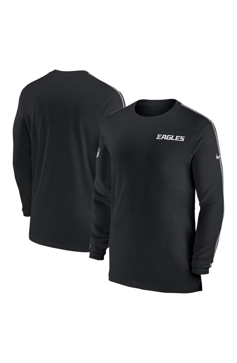 Nike Men's Nike Black Philadelphia Eagles Sideline Coach UV Performance Long Sleeve T-Shirt, Main, color, Black