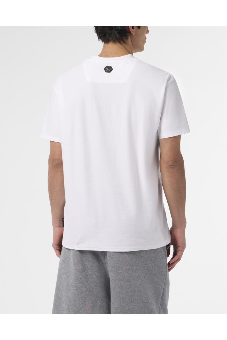 Round Neck T-Shirt Jacquard Hexagon Line Men, Alternate, color, white