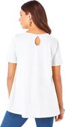 Roaman's Plus Size Ultimate Cotton V-Neck Short Sleeve Tunic