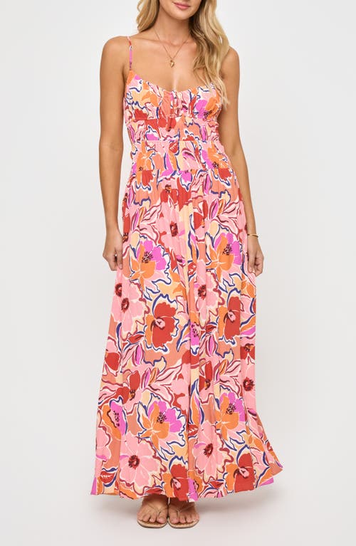 L*space Lspace Tala Shirred Waist Cover-up Maxi Sundress In Multi
