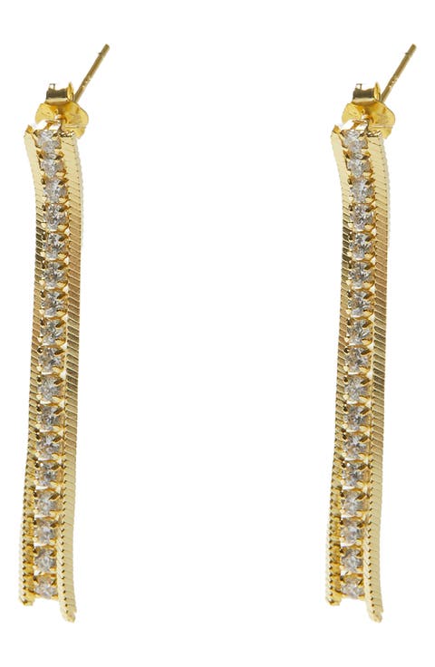Cubic Zirconia Box Snake Chain Earrings