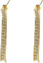 Argento Vivo Sterling Silver Cubic Zirconia Box Snake Chain Earrings