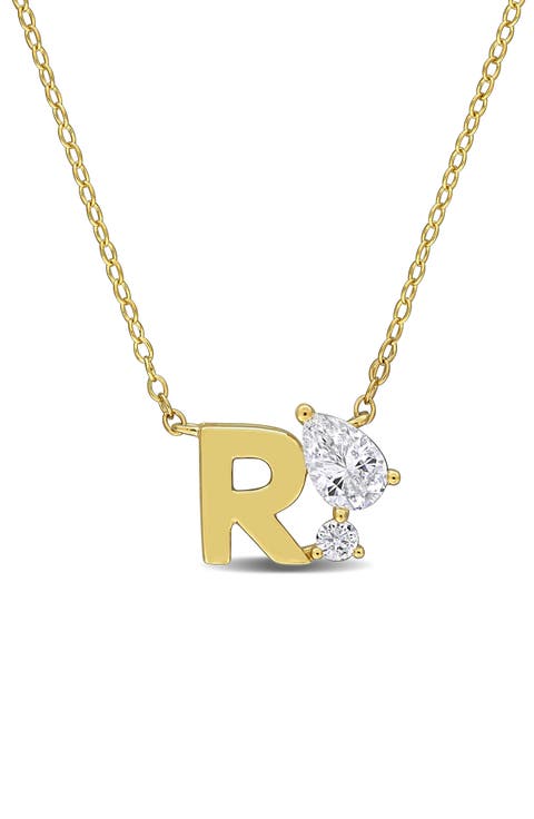 Initial Lab Created White Sapphire Pendant Necklace