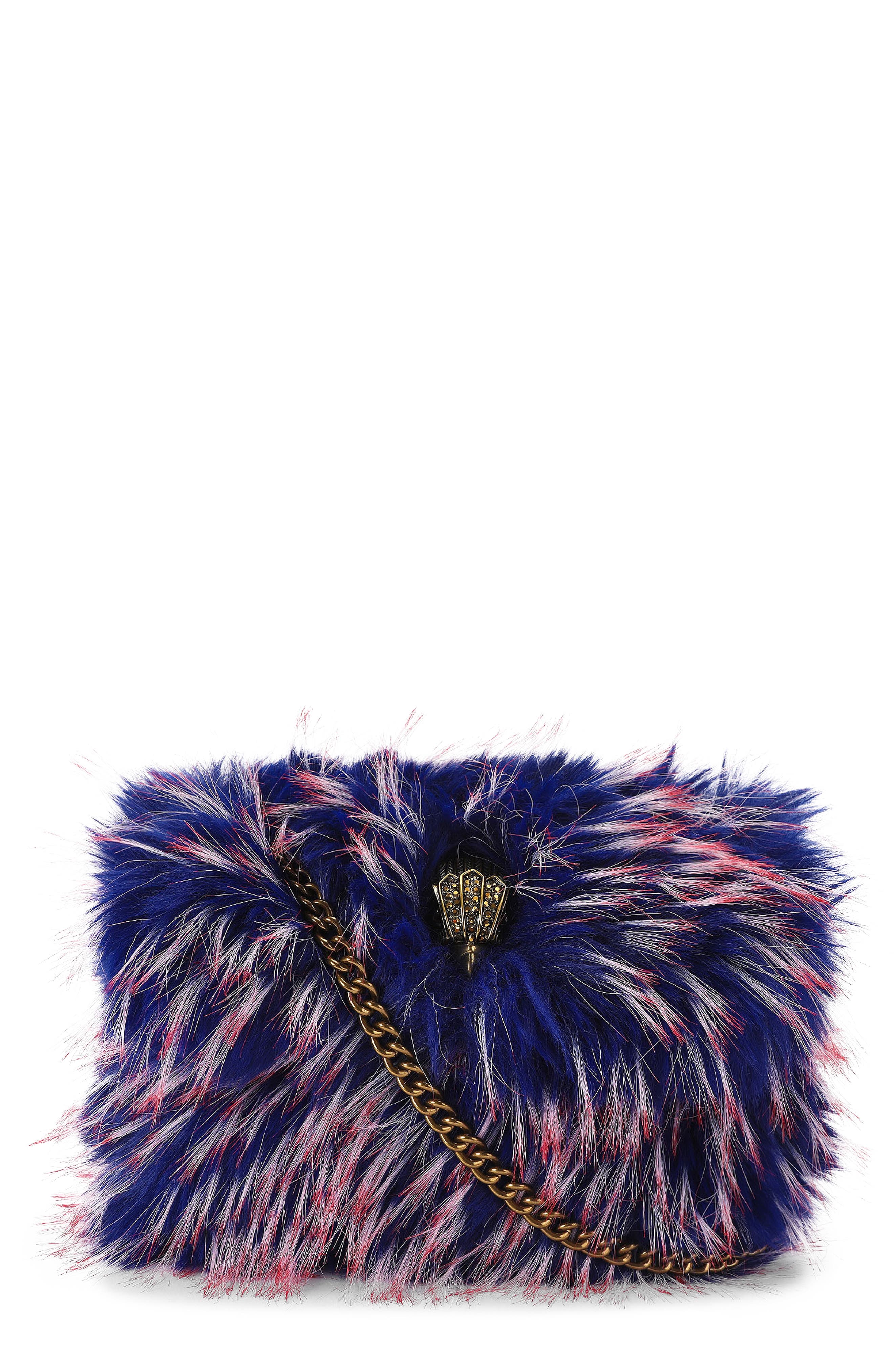 Mini Kensington Faux Fur Crossbody Bag, Main, color, BLUE OTHER