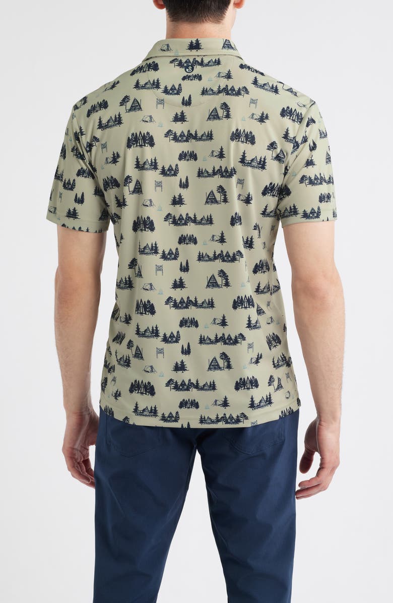 Swannies Carlin Camping Print Performance Golf Polo, Alternate, color, Tan