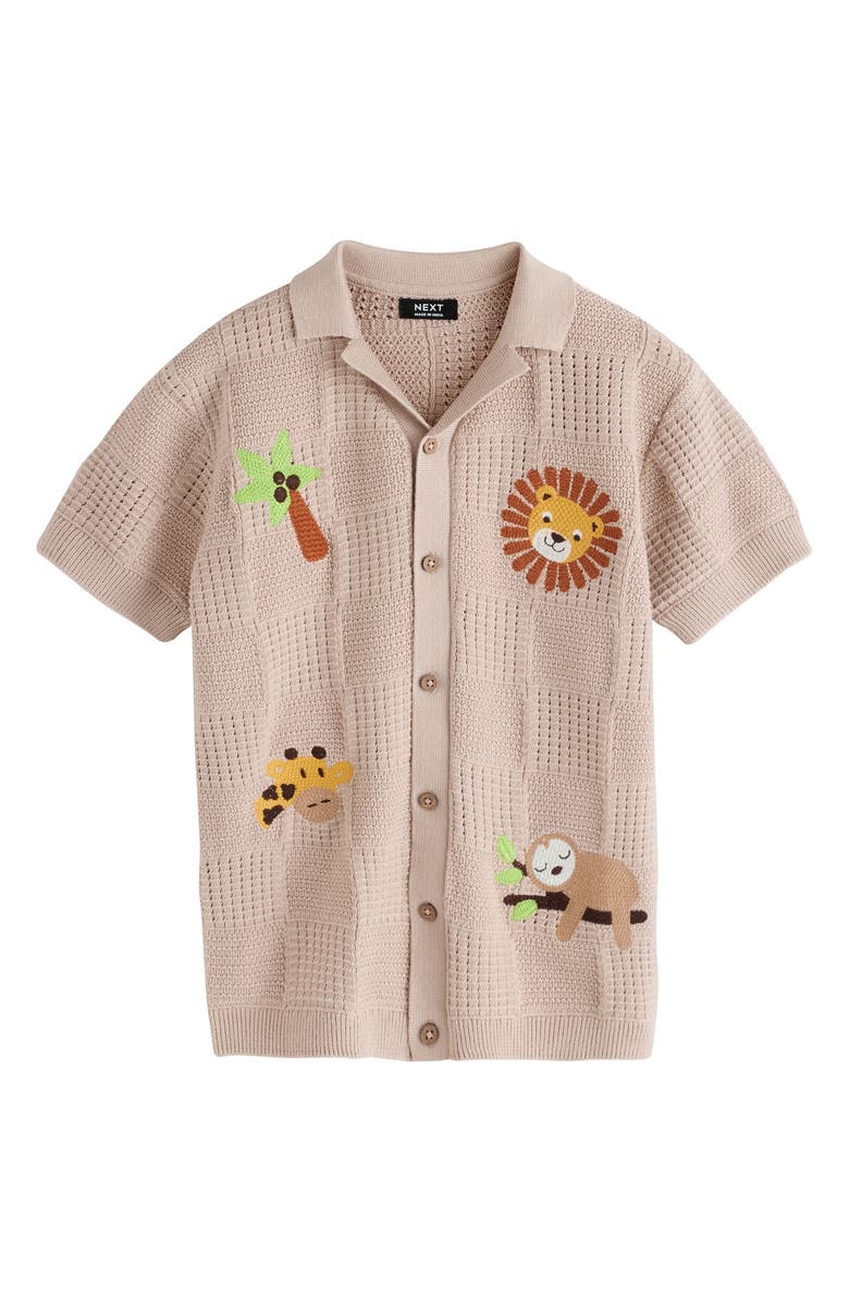 NEXT Kids' Button-Through Knit Polo, Main, color, Neutral