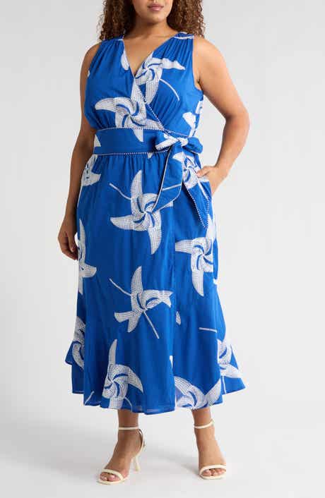 CIEBON Kaiden Embroidered Tie Belt Maxi Wrap Sundress