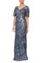 Sequin Lace Cold Shoulder Trumpet Evening Gown