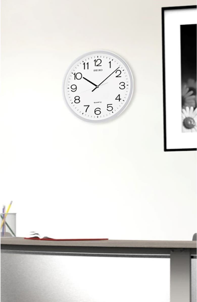 Seiko 12in. Office Classic Numbered Wall Clock, Alternate, color, Silver