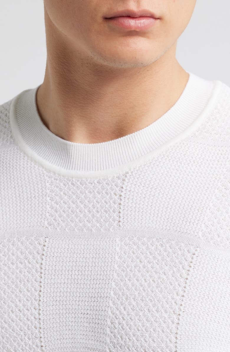 Bugatchi Jacquard Check Merino Wool Sweater, Alternate, color, Chalk