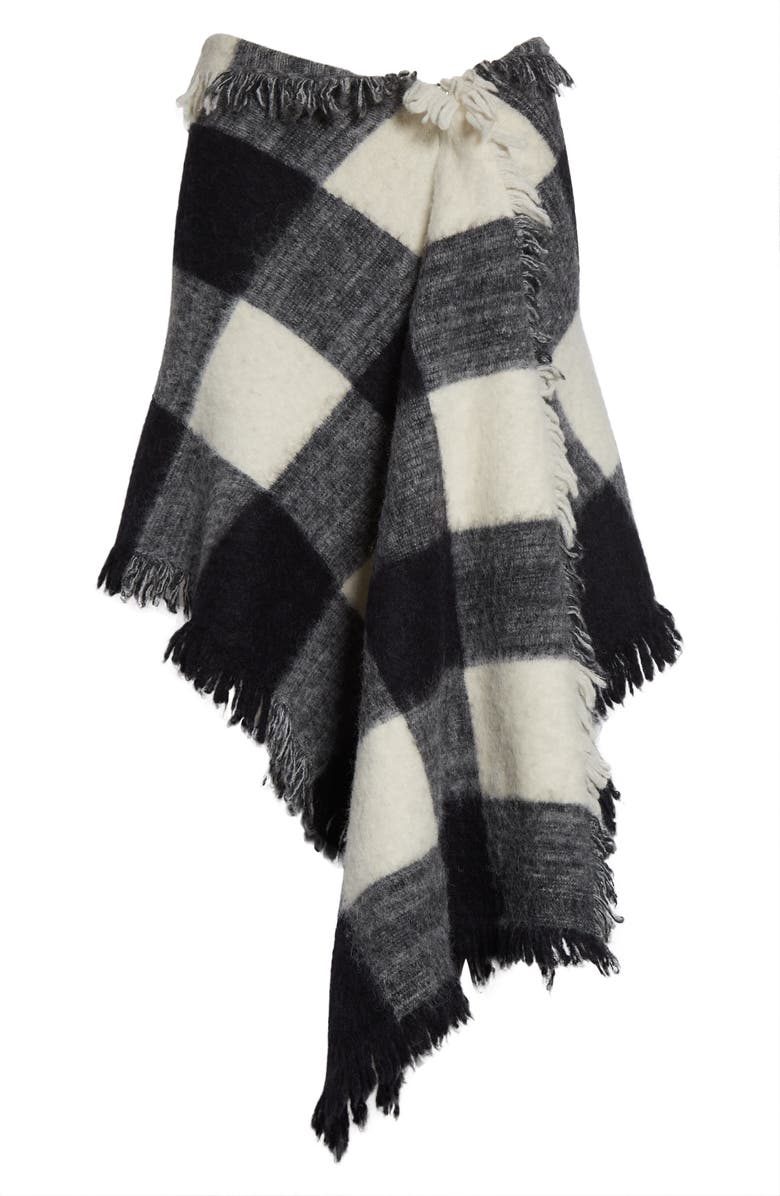 Proenza Schouler Kai Asymmetric Glen Plaid Brushed Alpaca Blend Skirt, Alternate, color, Black Multi