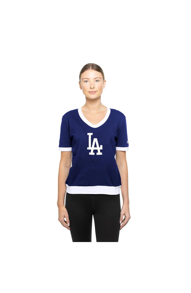 New Era Women's New Era Royal Los Angeles Dodgers Game Day Rhinestone V-Neck T-Shirt, Main, color,