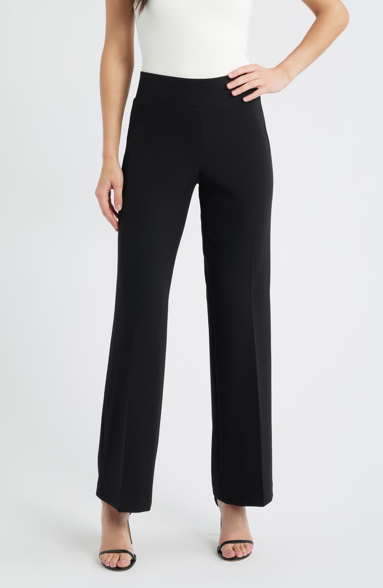 Anne Klein High Waist Pull On Wide Leg Pants, Main, color, Anne Black