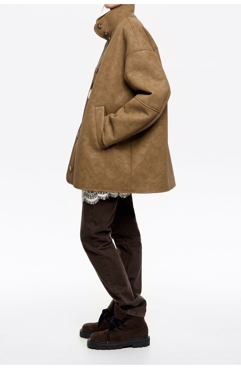 Bimba y Lola Fur Lined Jacket, Alternate, color, Light Olive