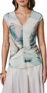 Donna Karan New York Abstract Print Center Ruched Knit Tank