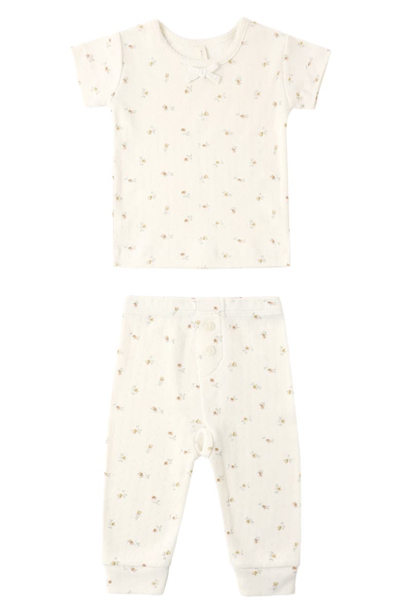 QUINCY MAE Kids' Organic Cotton Pointelle Knit T-Shirt & Leggings Set, Alternate, color, Ivory