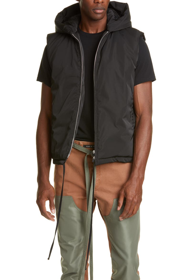 Hooded Nylon Vest, Main, color, BLACK