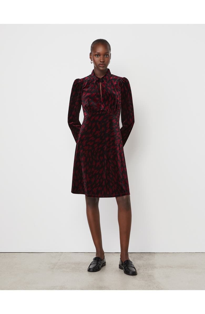 Finery London Capri Animal Print Knee Length Dress, Main, color, Burgundy Animal