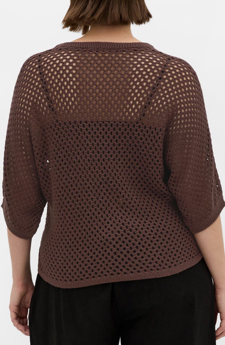 City Chic Open Stitch Sweater, Alternate, color, Chocolate