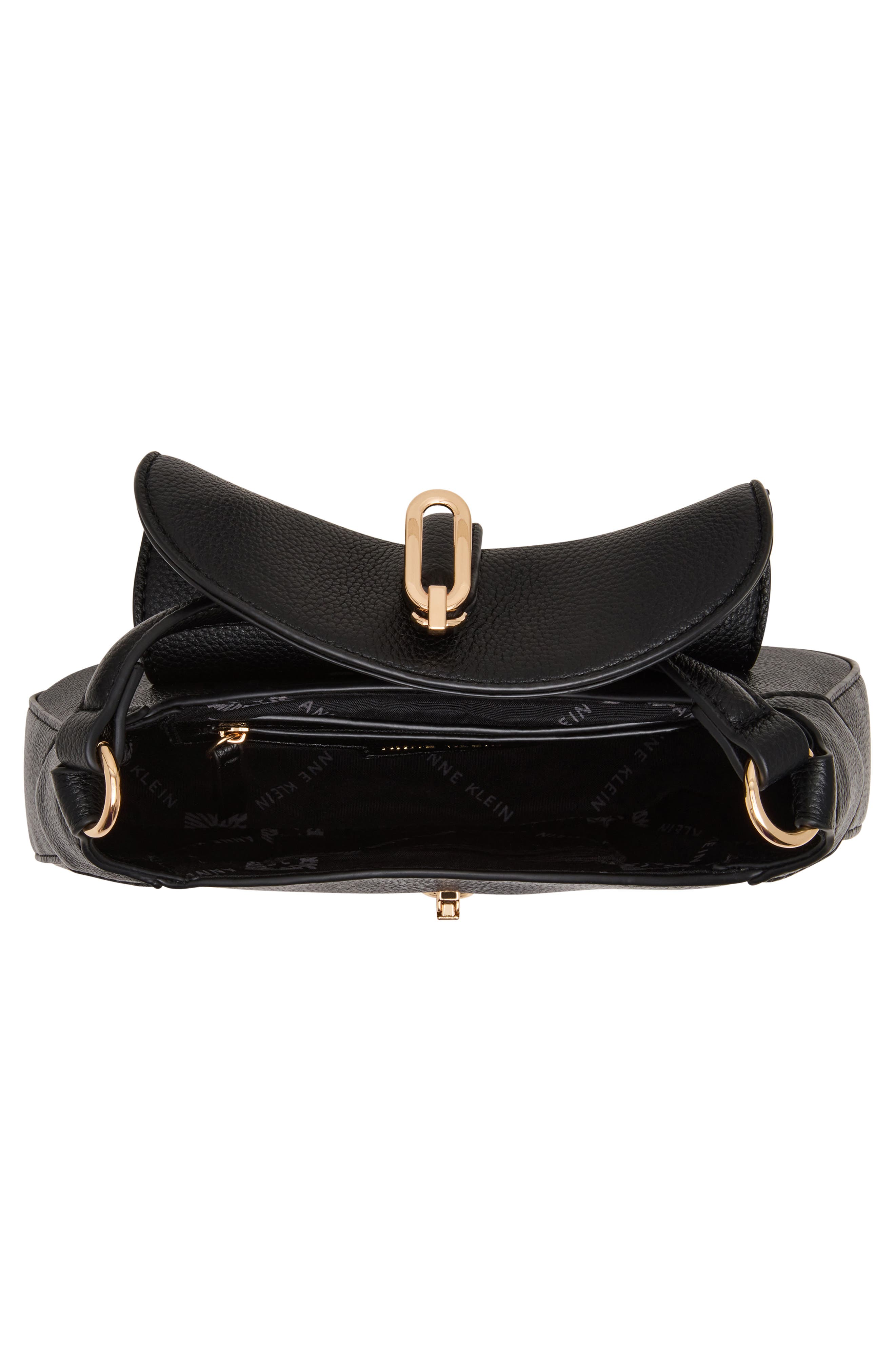 Anne Klein Chain Trim Crescent Shoulder Bag, Alternate, color, Black