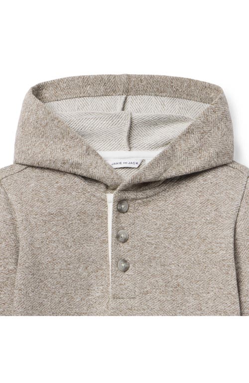 Janie And Jack Herringbone Hooded Sweatshirt In Neutral