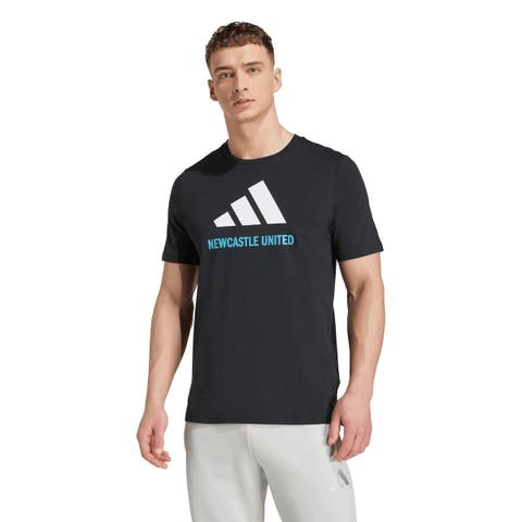 Men's adidas  Black Newcastle United Three-Stripe Wordmark T-Shirt