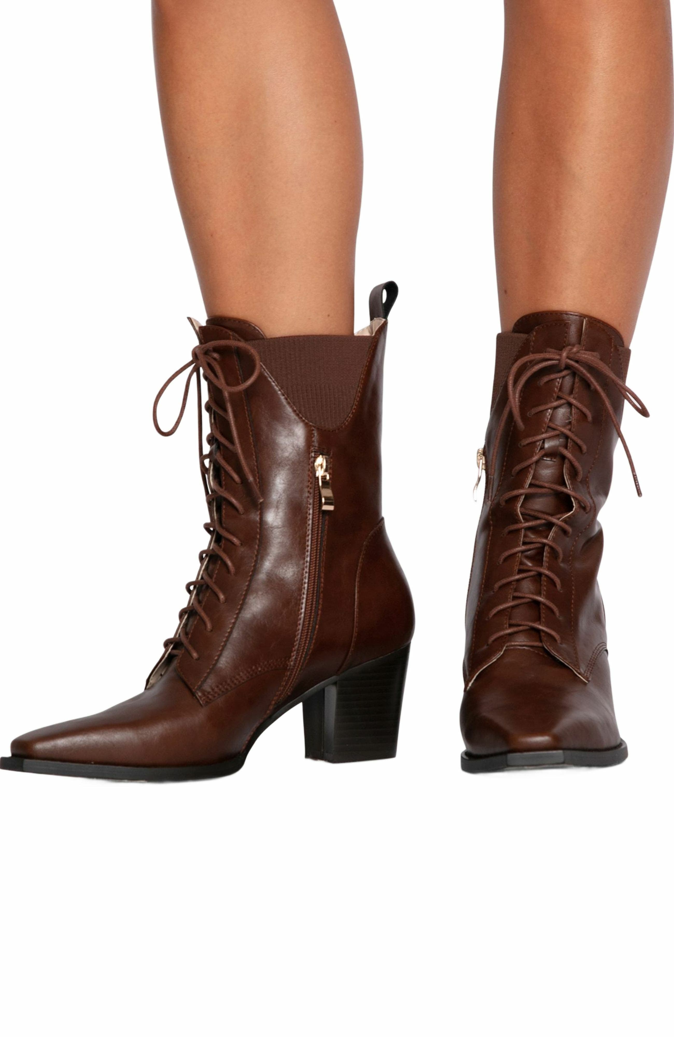 Jumping Ship Laced Boot, Alternate, color, Chocolate
