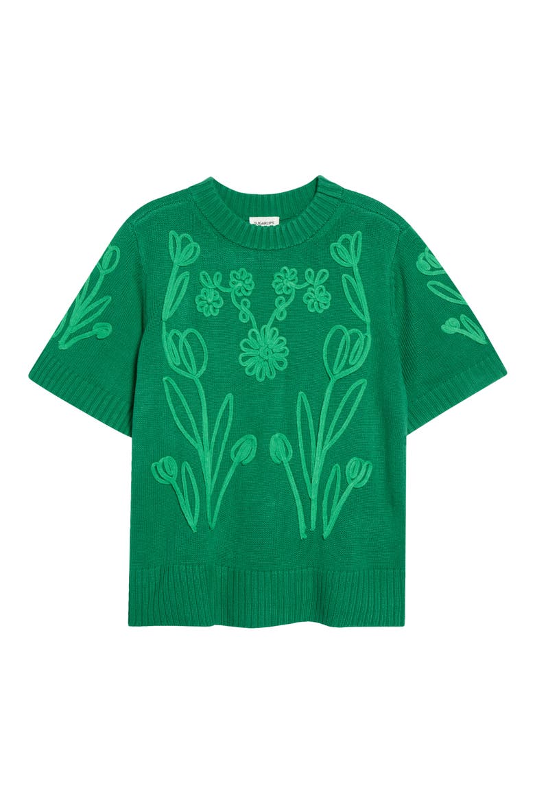 Winsley Floral Embroidered Sweater, Main, color, GREEN
