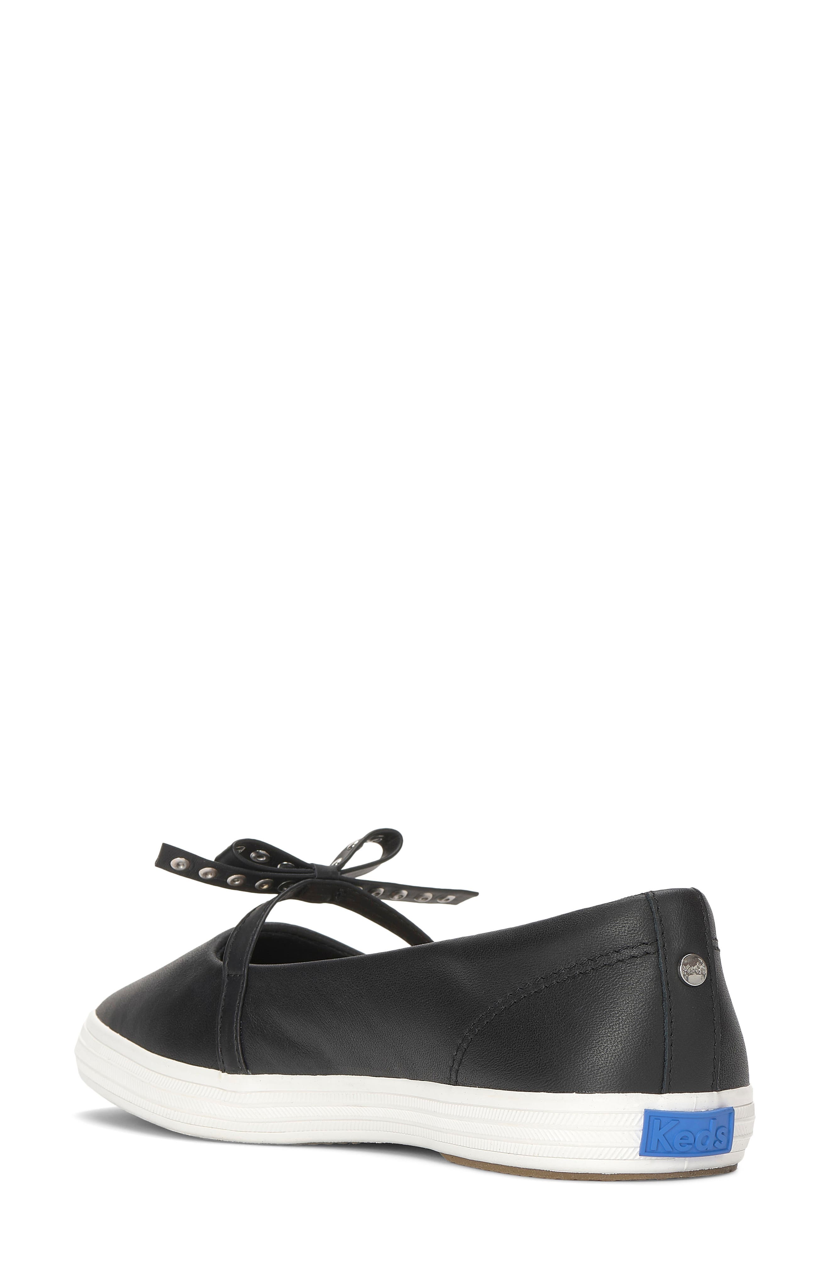 Studded Bow Mary Jane Sneaker, Alternate, color, BLACK