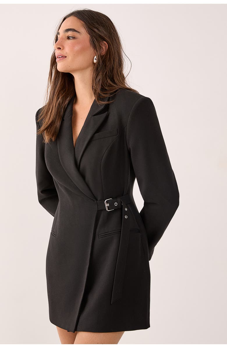 NASTY GAL Shoulder Pad Blazer Dress, Main, color, Black