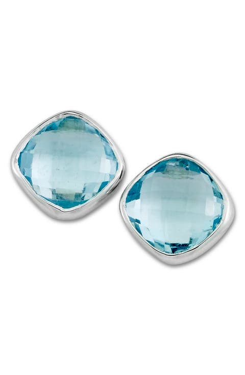Sterling Silver Blue Topaz Stud Earrings